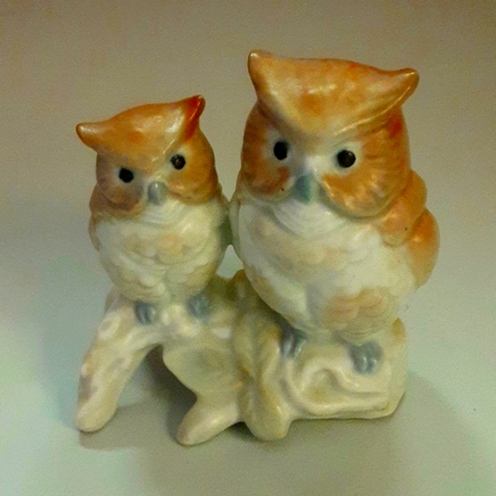 Owl Figurines Porcelain Made in Japan